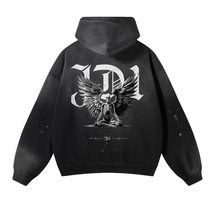 "Fallen Angel" Frayed Fleece Hoodie